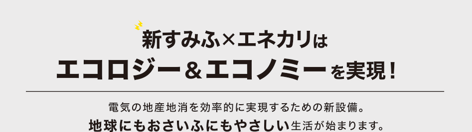 新すみふ&times;エネカリはエコロジー＆エコノミーを実現！ 電気の地産地消を効率的に実現するための新設備。地球にもおさいふにもやさしい生活が始まります。